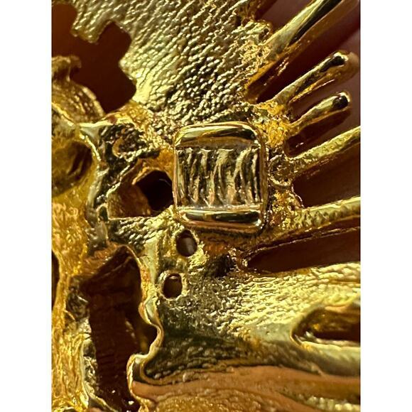 RARE Massive LES BERNARD Signed Anemone FLOWER 2” Modernist Earrings Couture - Picture 5 of 6